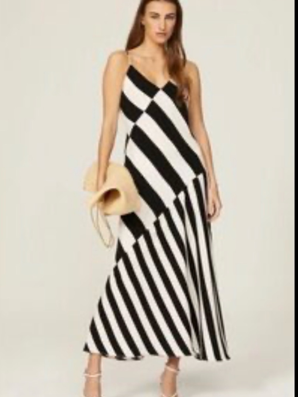 Striped Black and White Maxi Dress with Spaghetti Straps